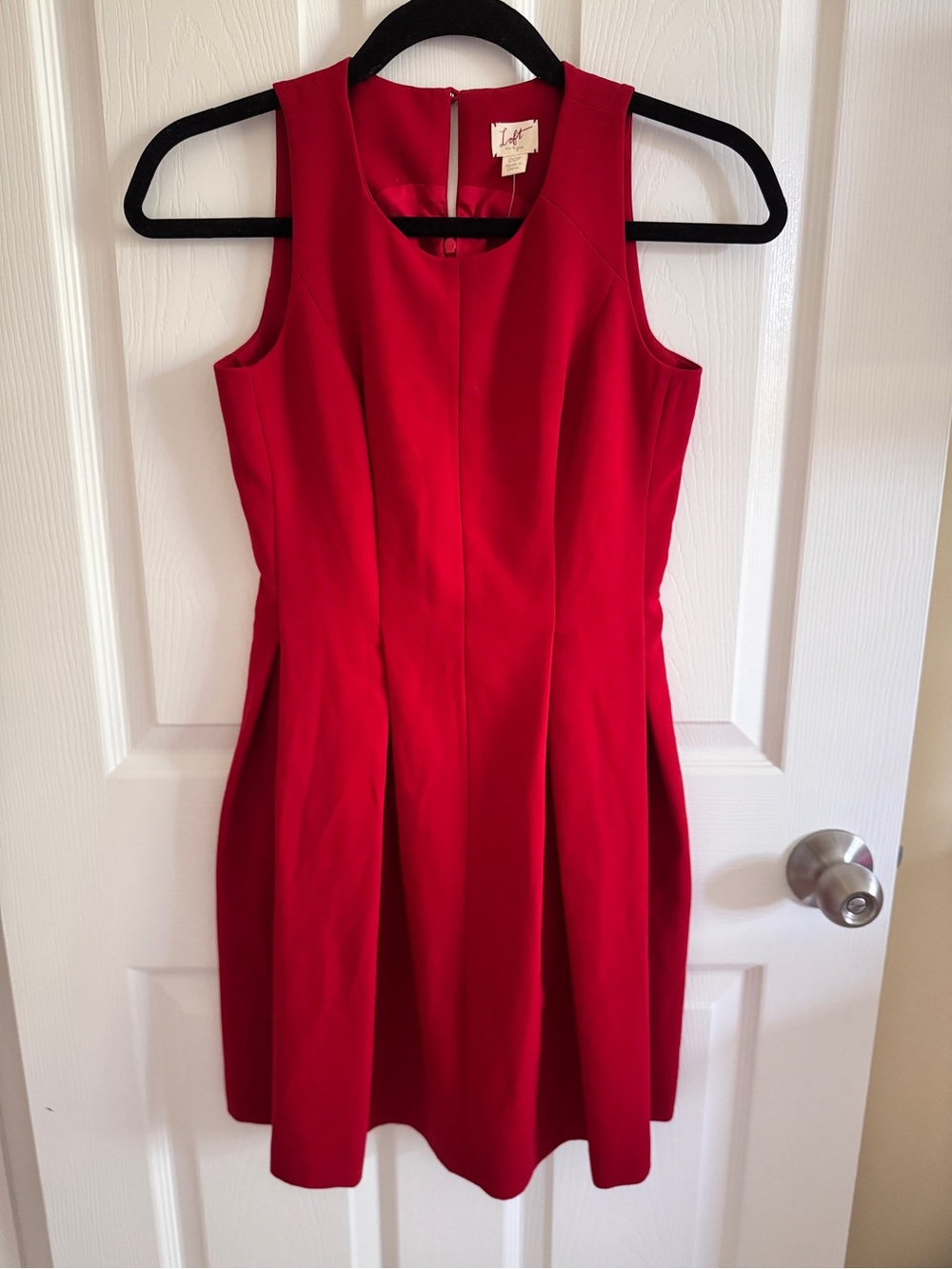 LOFT Red Sleeveless Fit-and-Flare Mini Dress